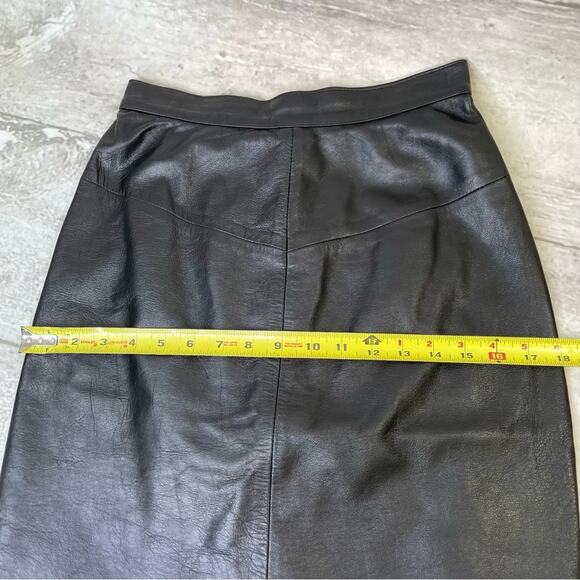 Forenza Italian Leather Black Pencil Skirt Vintage Sz 8 80s 90s High Waisted - Picture 7 of 9